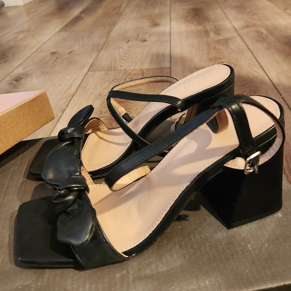 Open Toe Ankle Strap Chunky Heel Sandals